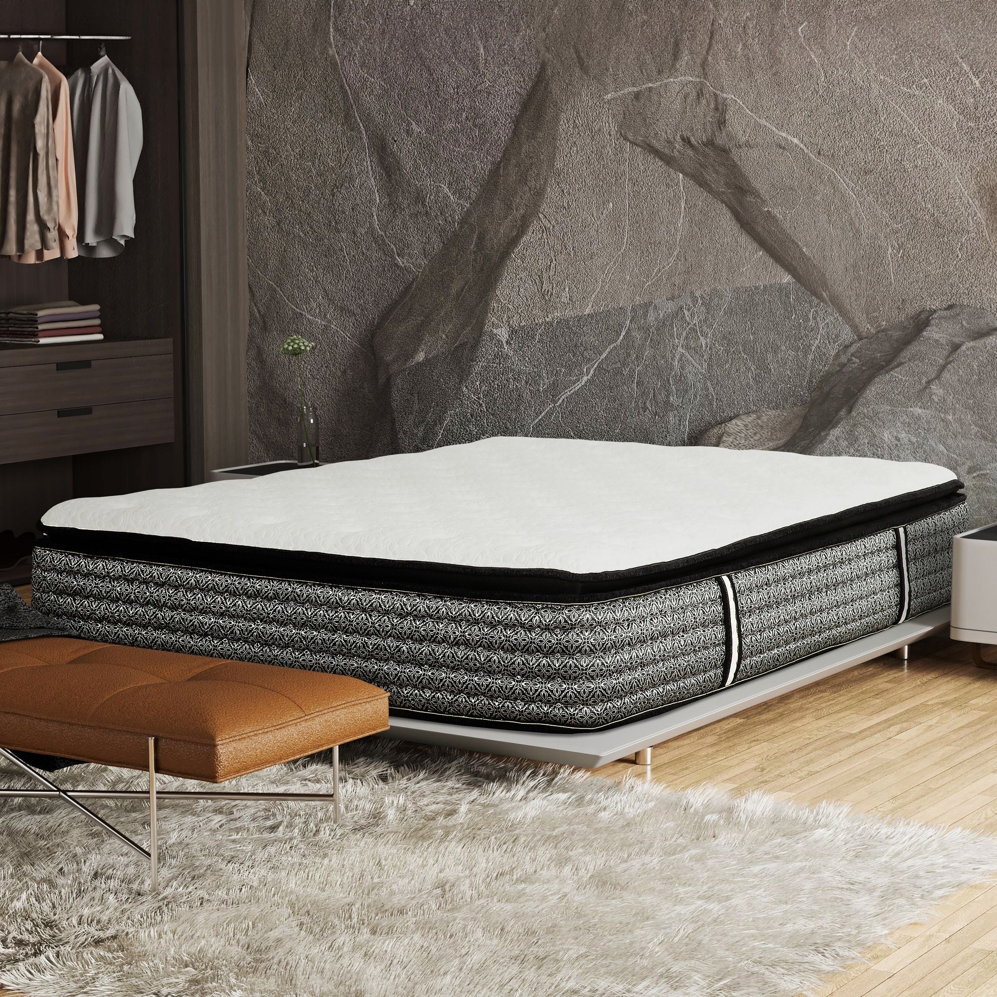 14" Premium Hybrid Mattress In A Box Plush Gel Memory Foam Top With Cooling Technology - Gray / White - Queen