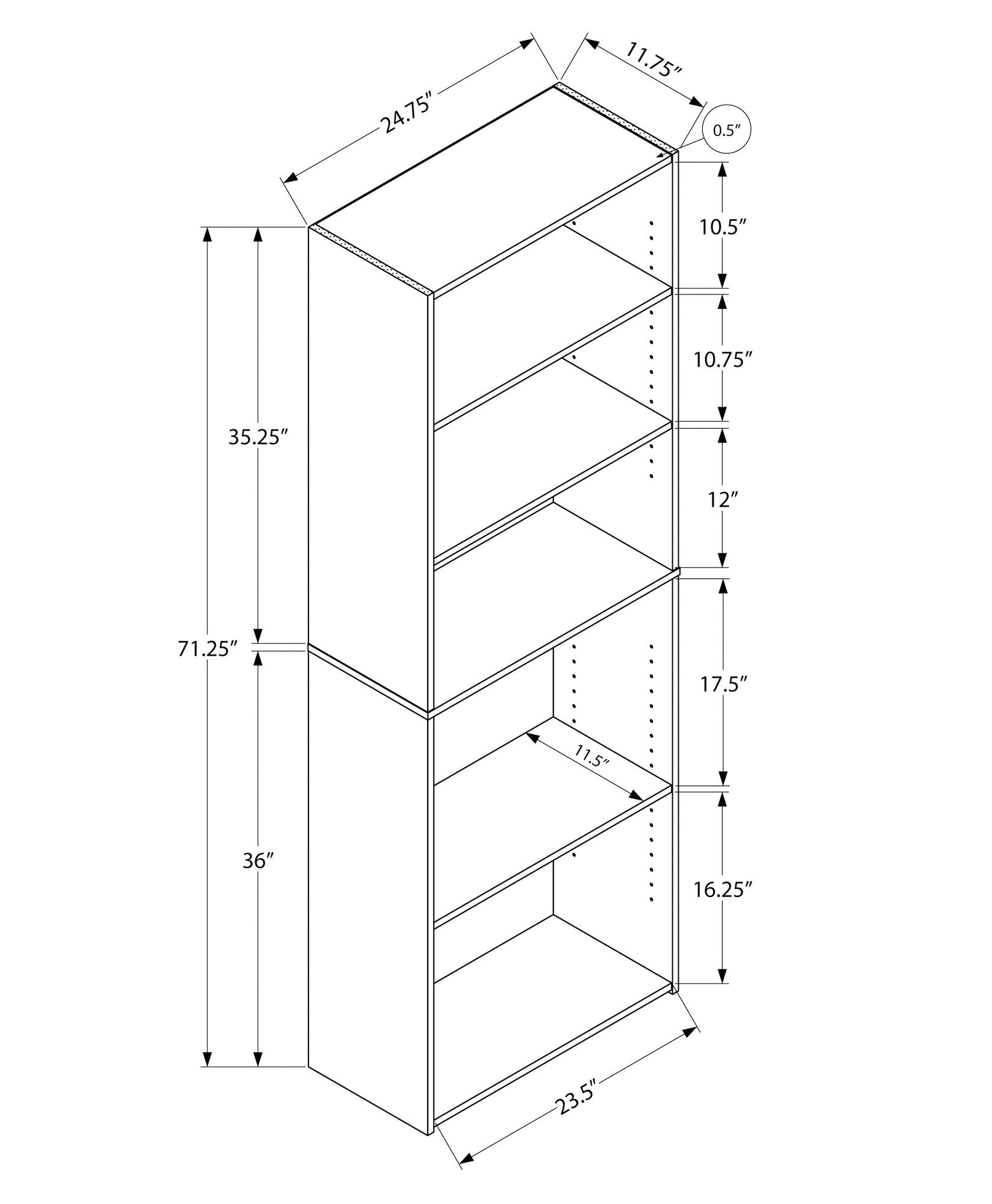 6-Tier Transitional Bookshelf for Office