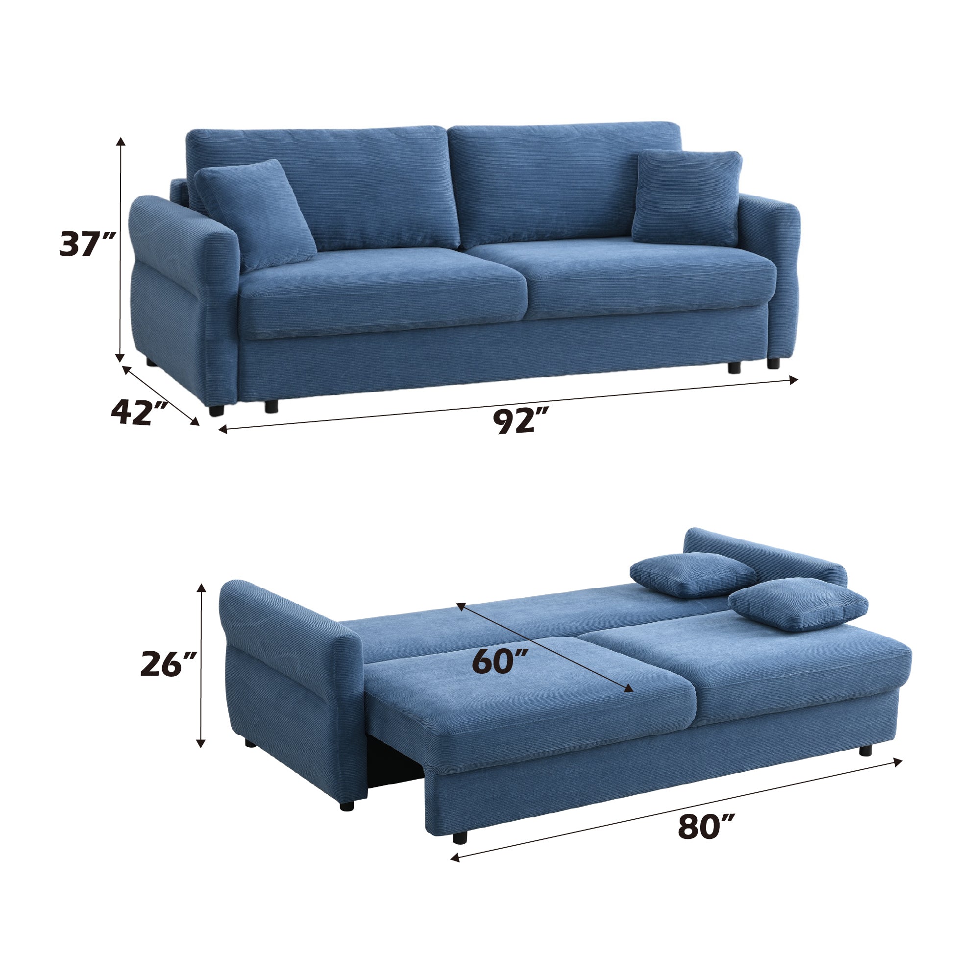 Haran Fabric Pull-Out Sleeper with Storage