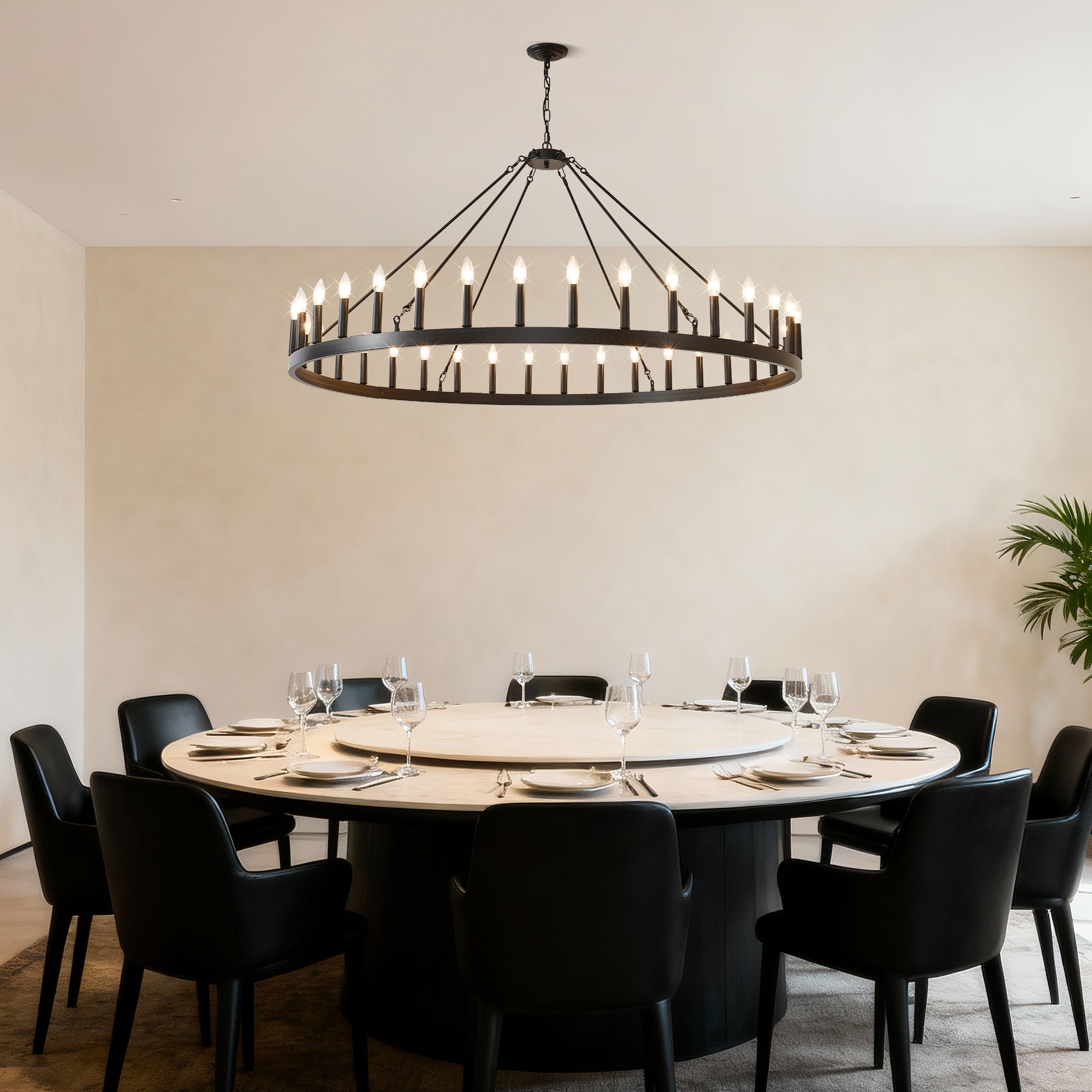 59.1 Inch 36-Light Wagon Wheel Chandelier
