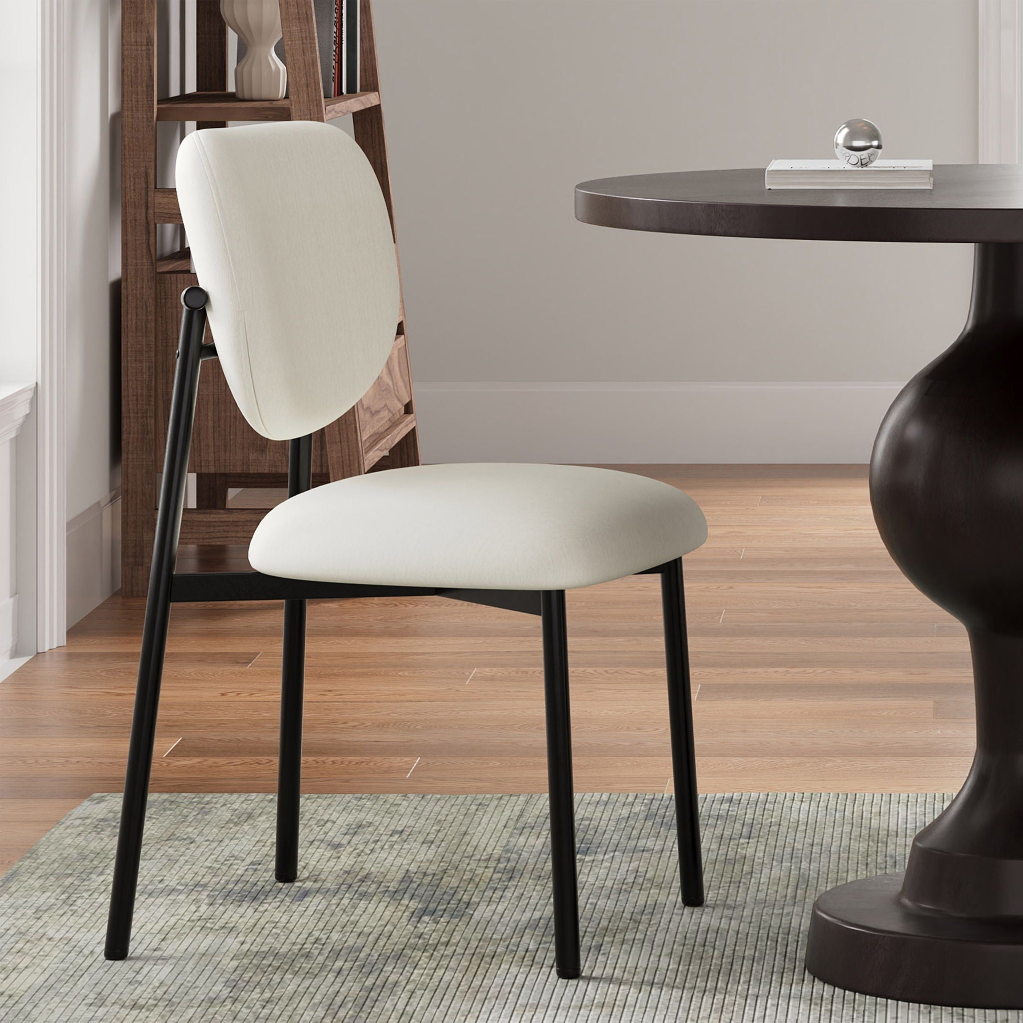 Modern Upholstered Dining Chairs With Metal Legs (Set of 2) - Beige