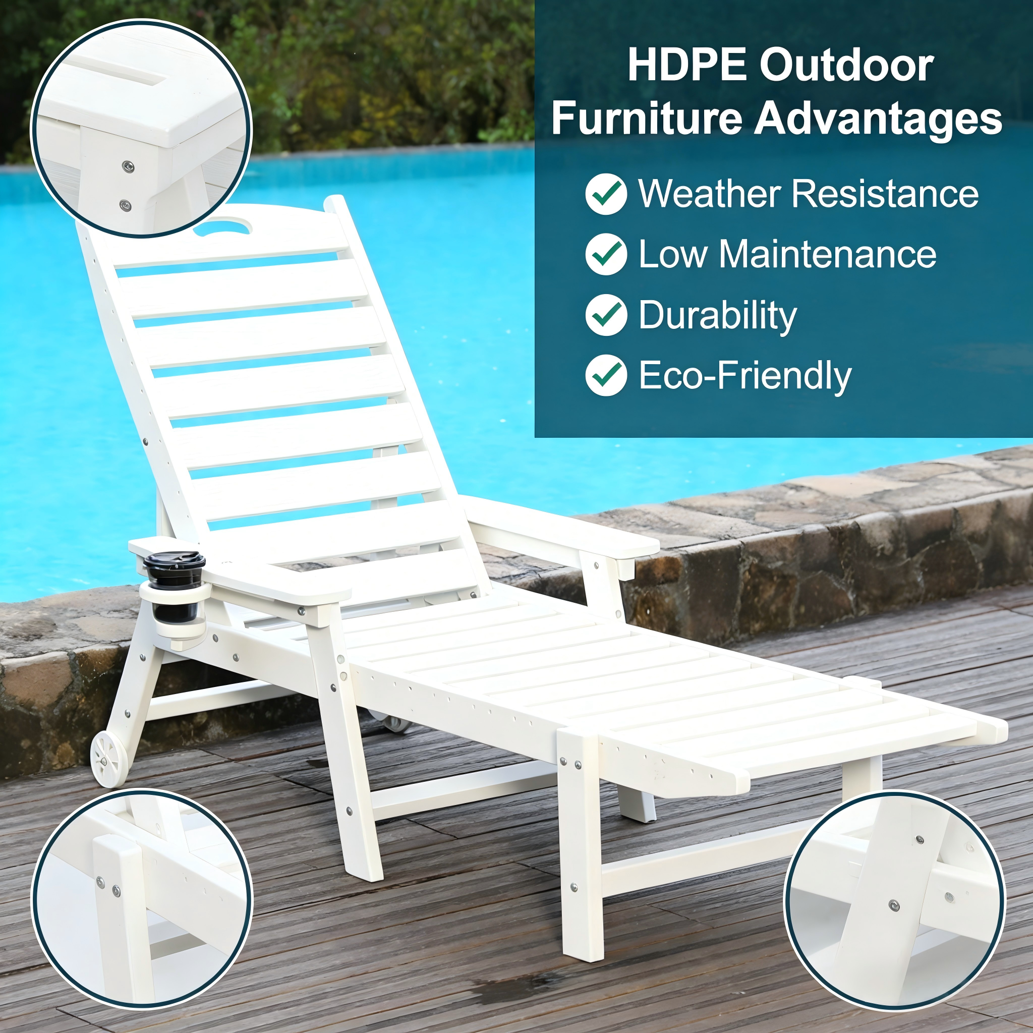 HDPE Chaise Lounge Chair Outdoor