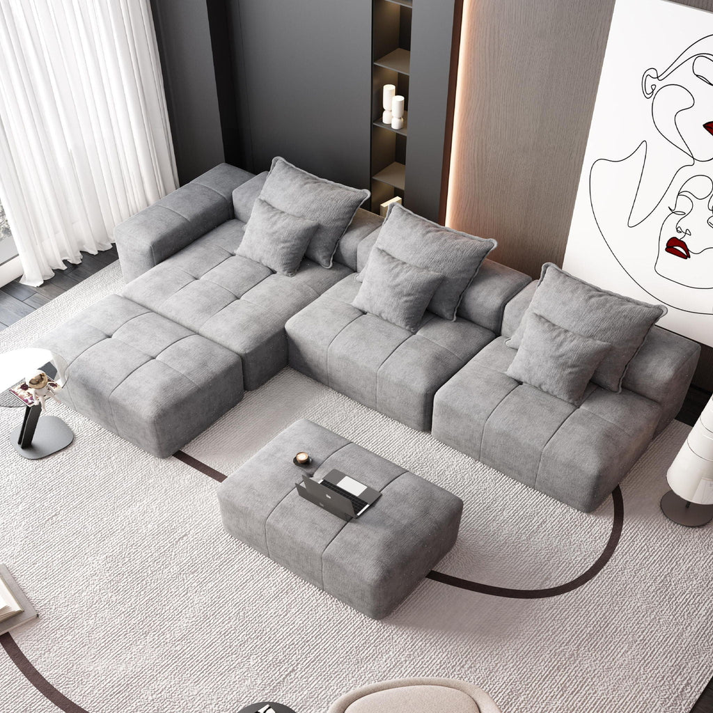 Modern Oversized DIY Combination Modular Sectional Sofa With Pillows