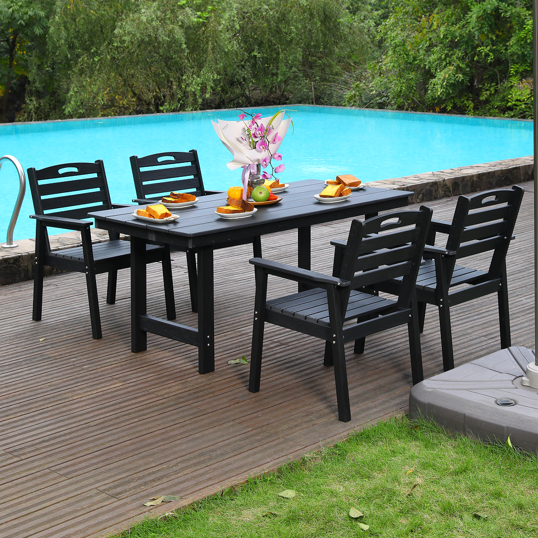 HDPE Outdoor Patio Dining Set - Table and Four Chairs