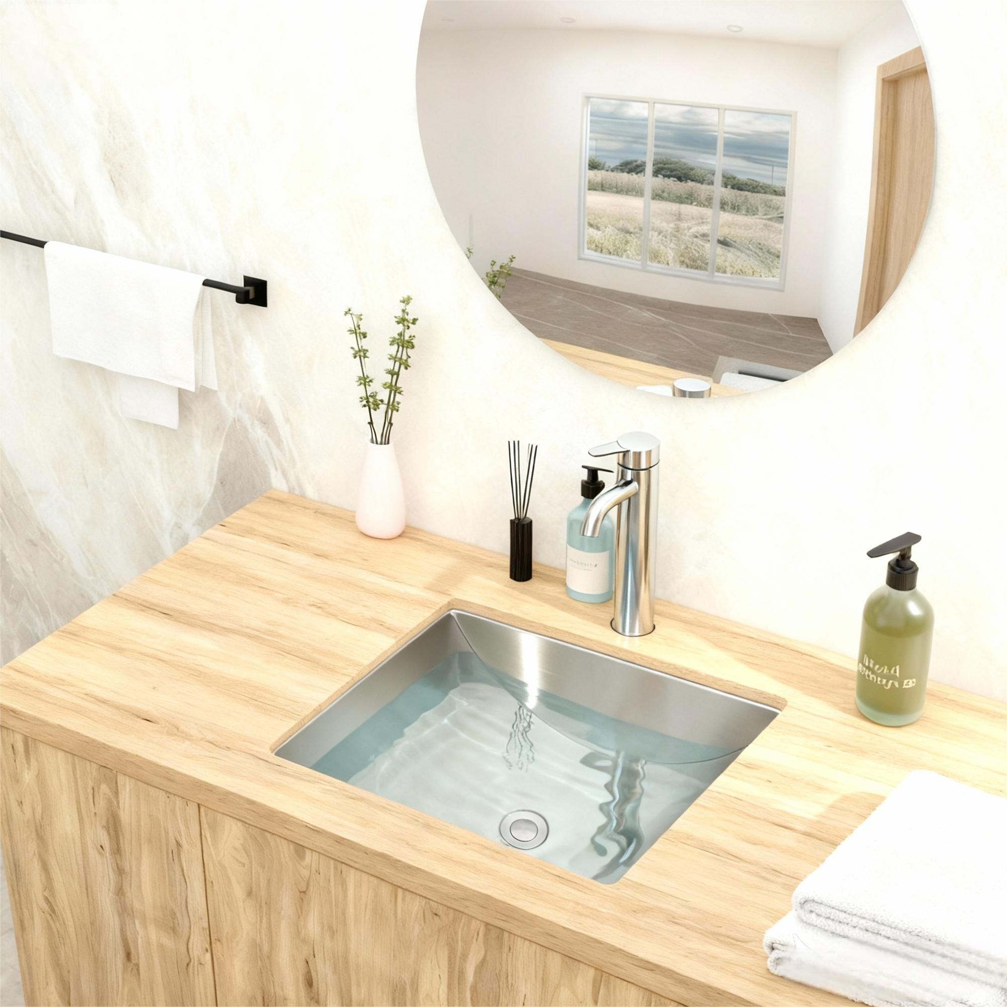 Undermount Bathroom Sink With Pop Up Drain, Brushed Nickel