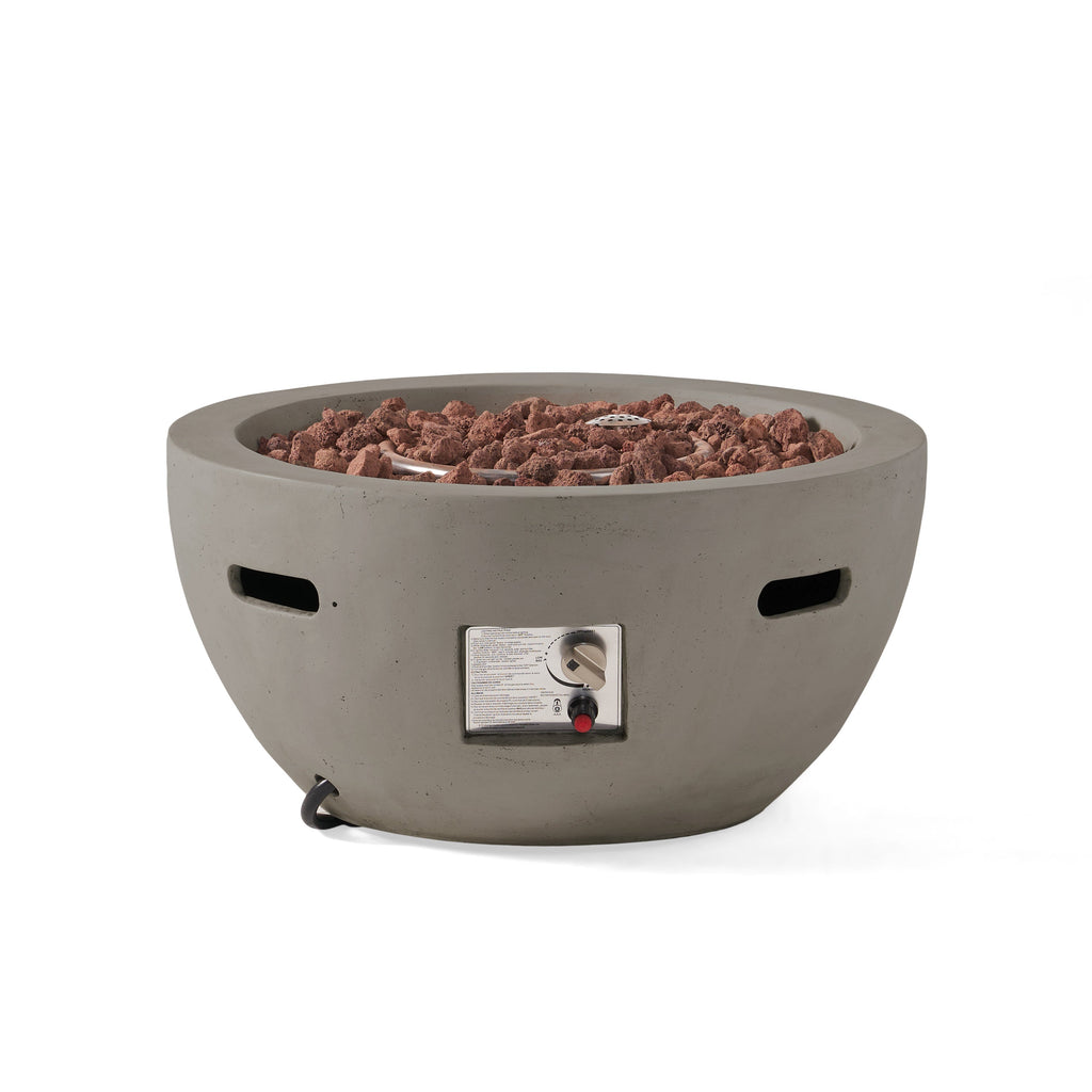 27' Bowl Shaped MGO 40,000 BTU Propane Fire Pit, Light Grey (Tank Cover not Included)