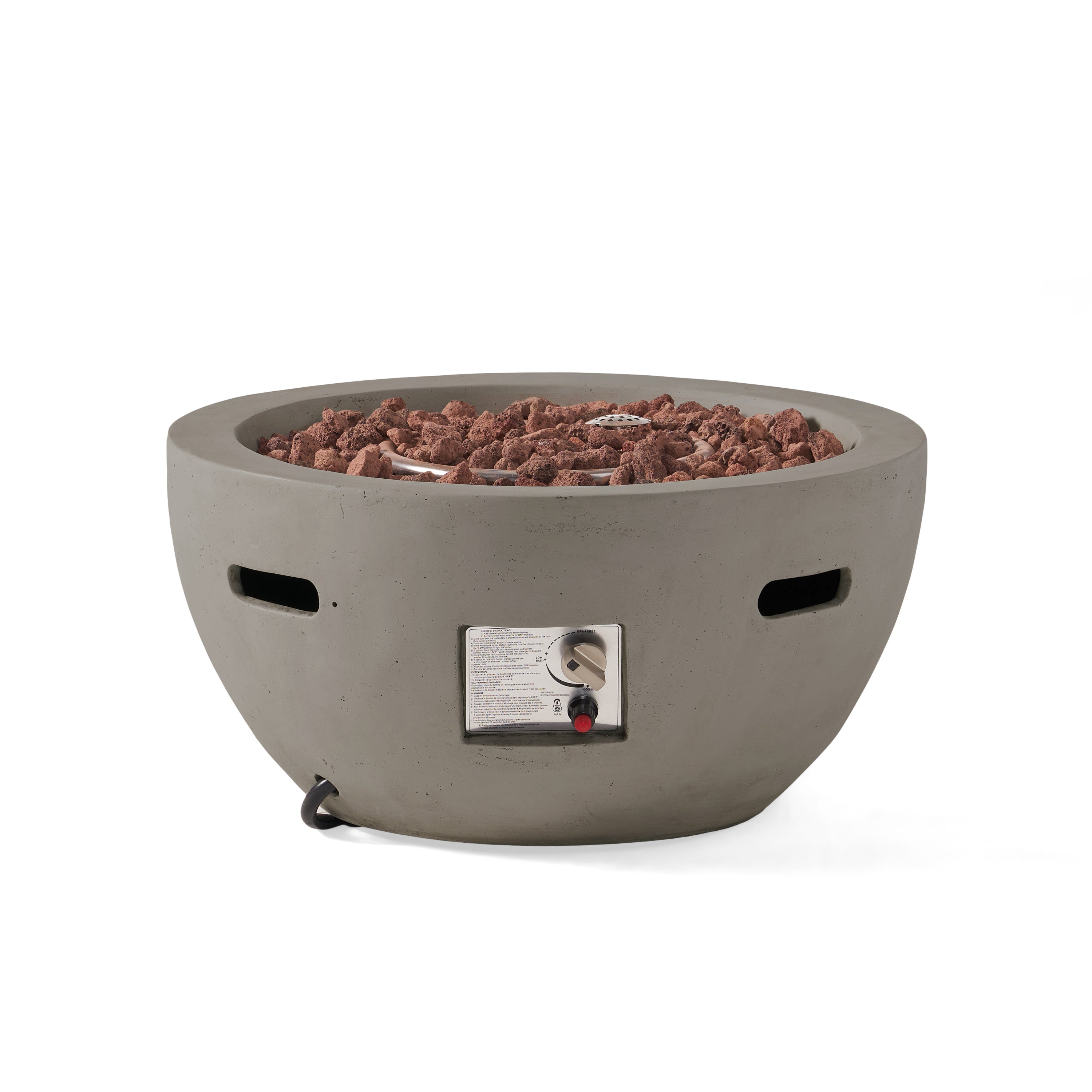 27' Bowl Shaped MGO 40,000 BTU Propane Fire Pit, Light Grey (Tank Cover not Included)