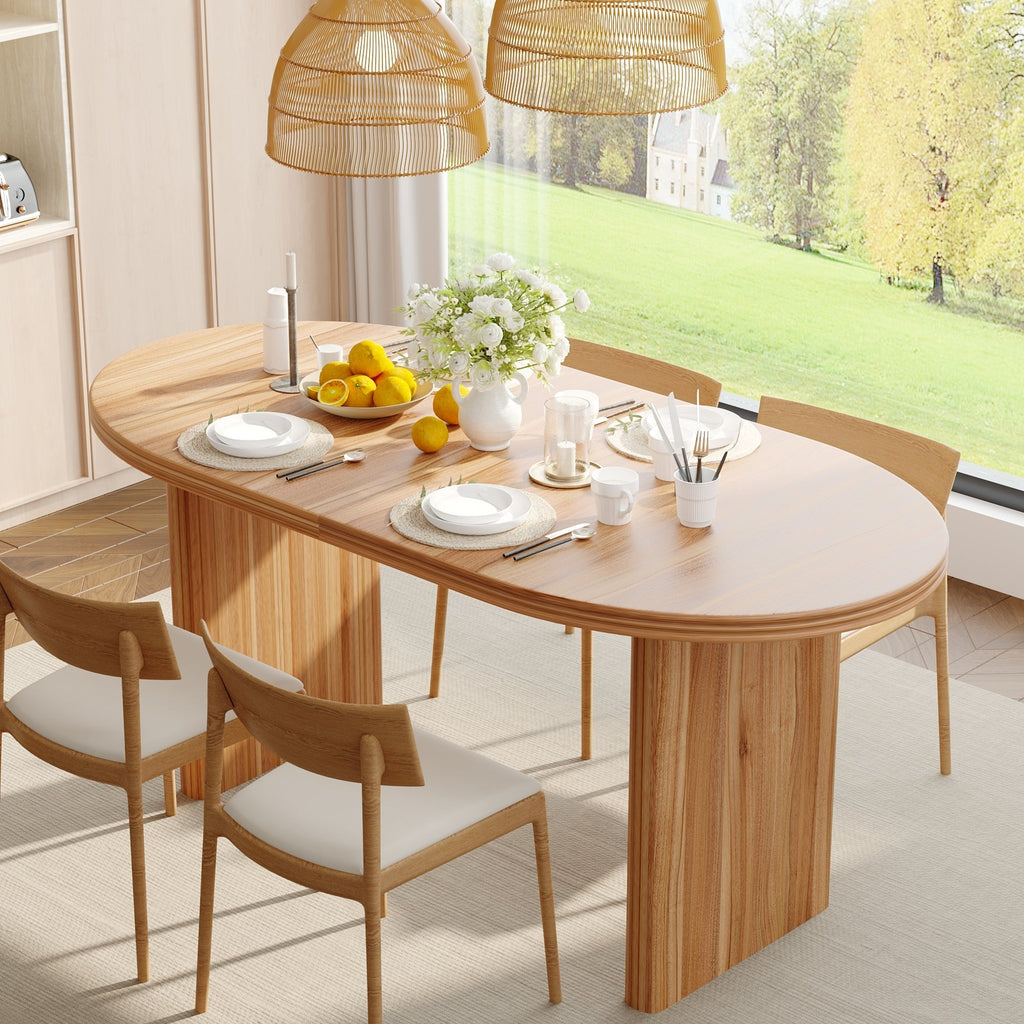 Modern Extendable Dining Table with Removable Extension Leaves