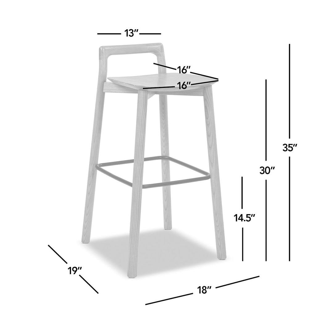 Sven 30" Modern Minimalist Low Back Wood Barstool
