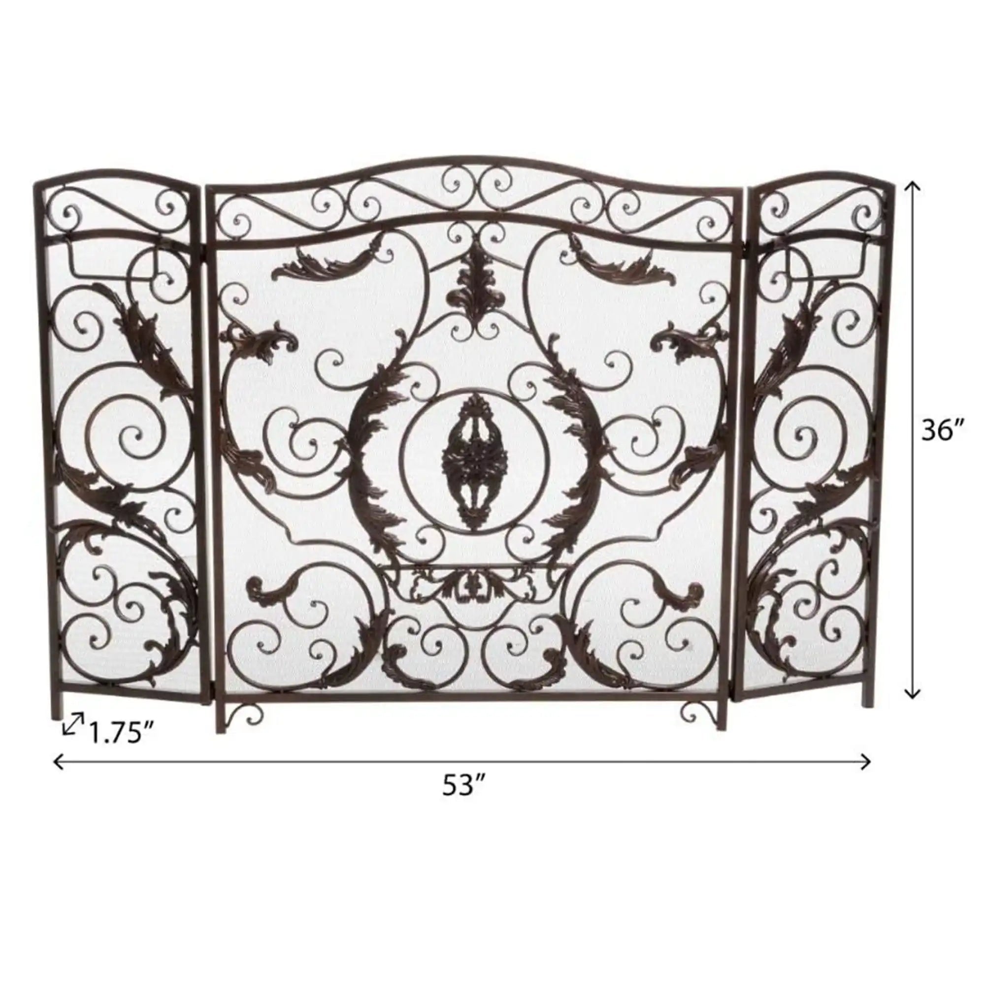 Mariella Traditional Floral Iron Fireplace Screen with Ornate Design