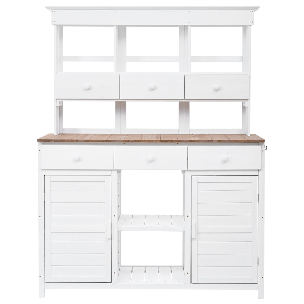 TOPMAX 65.7" Tall Garden Potting Bench Table with Hutch