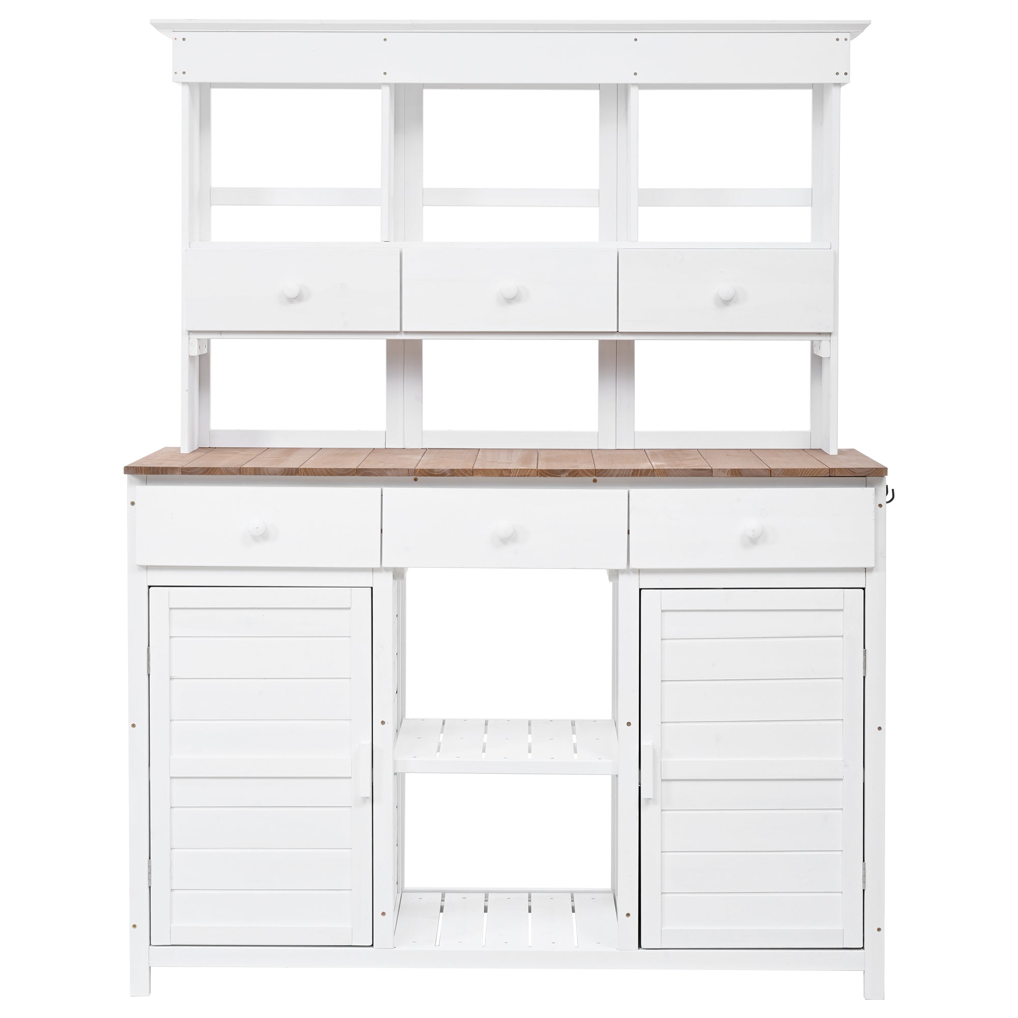 TOPMAX 65.7" Tall Garden Potting Bench Table with Hutch