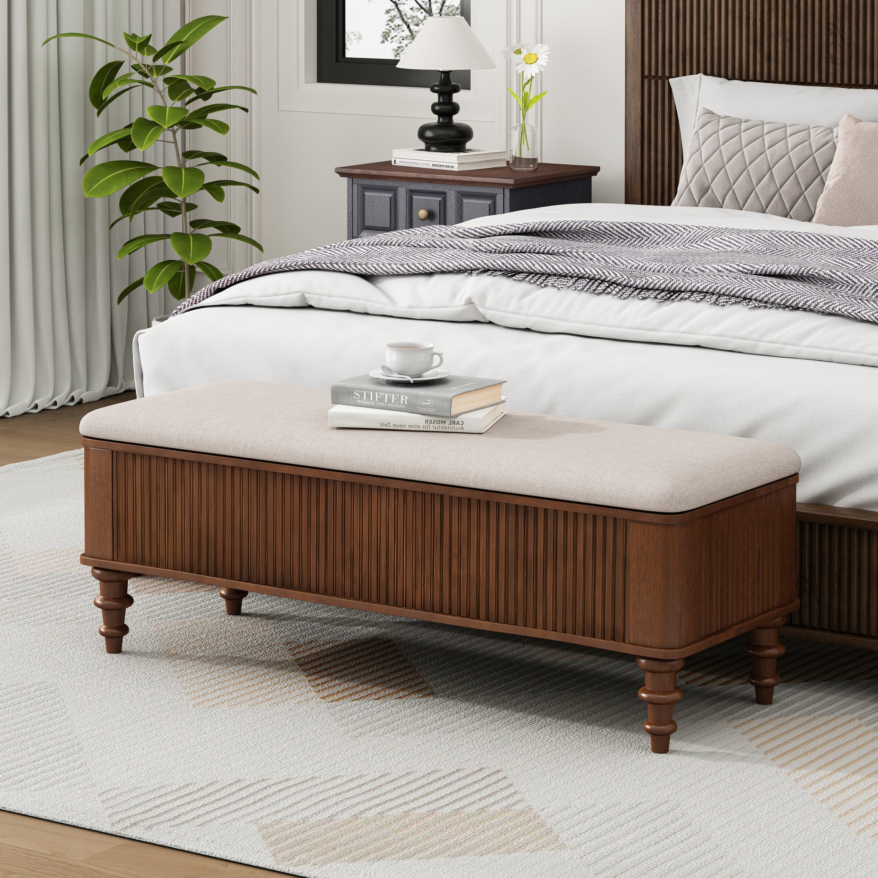 50.8-Inch Multi-Functional Storage Ottoman Bench