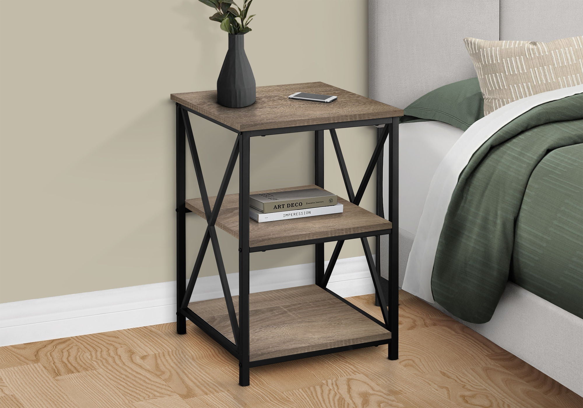 3 Tier Accent Table Side Marble Look Contemporary & Modern