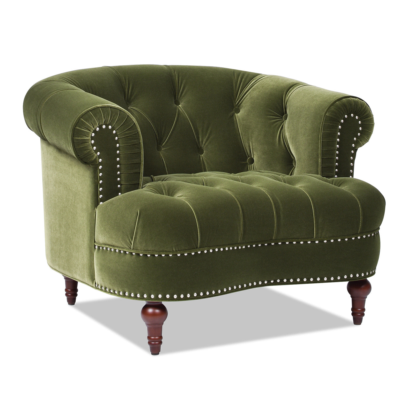 La Rosa Victorian Tufted Upholstered Accent Chair, Olive Green Performance Velvet