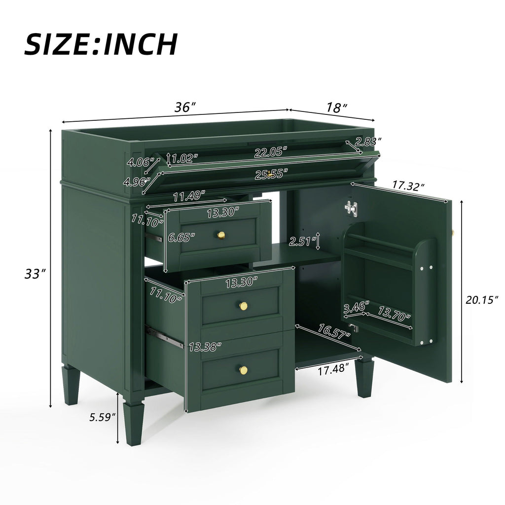 Bathroom Vanity With 2 Drawers and Tip-Out Storage Cabinet
