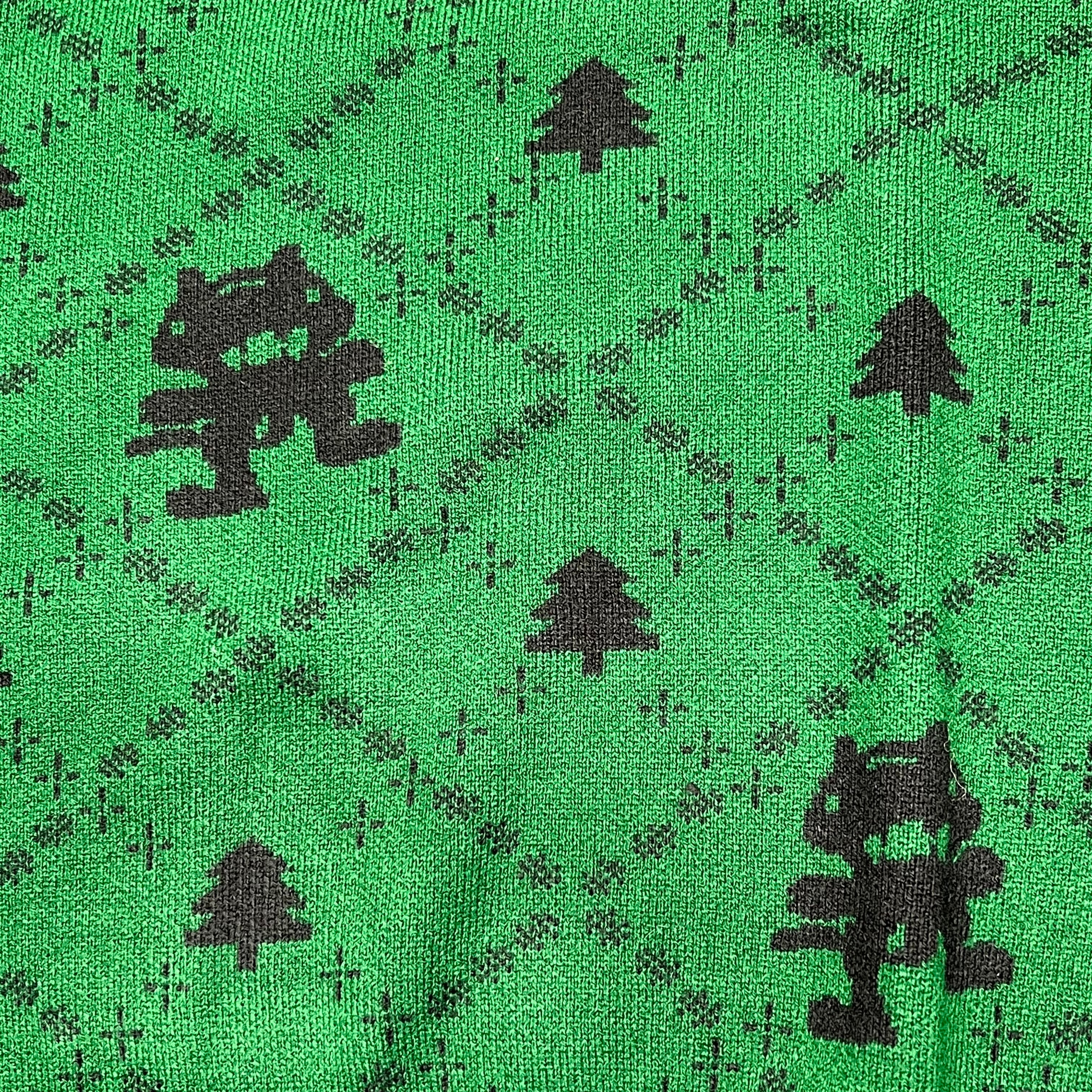 MONSTERCAT Records Soft Holiday Monogram Pullover Sweater Men's Sz S Green