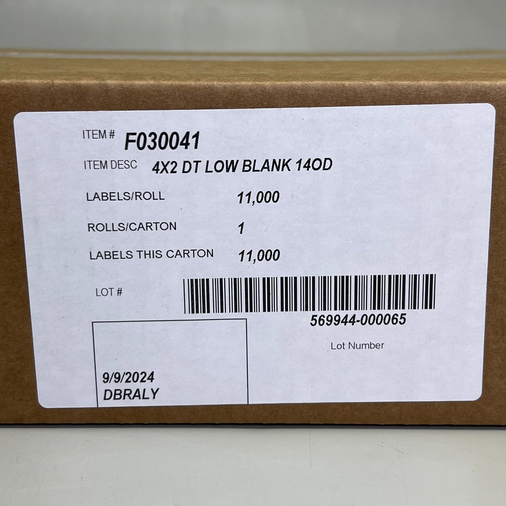 Roll Low Blank Labels 14OD (11000 Labels) Sz 4" L X 2" W White F030041