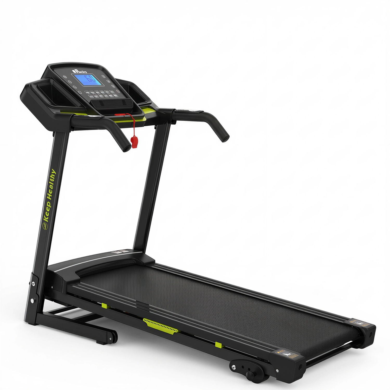 Foldable Treadmill With Incline For Home, Electric Running Machine With Speed Control, Pulse Monitor, 12 Training Programs - Black
