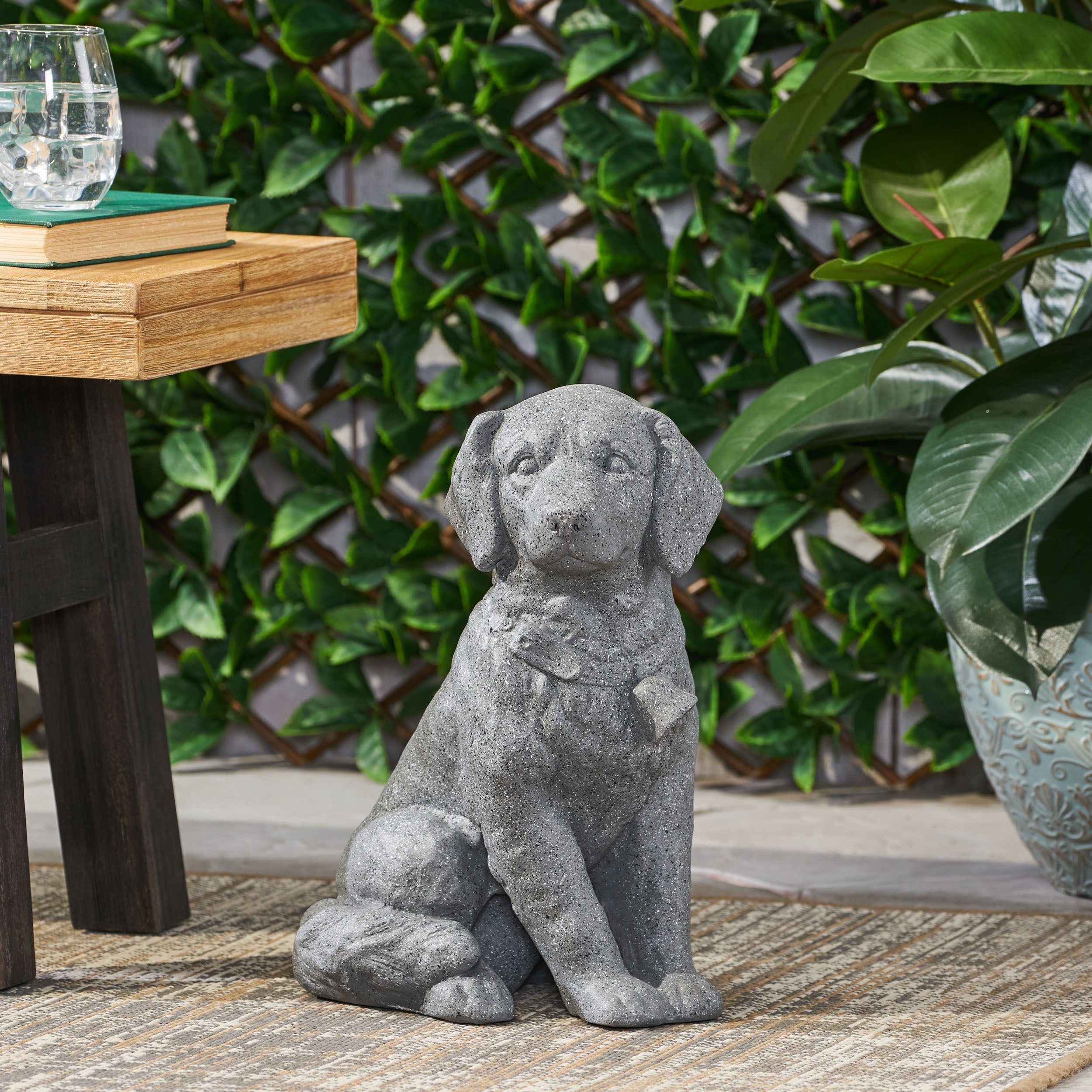 MGO Dog Statue, Outdoor Stone Gray