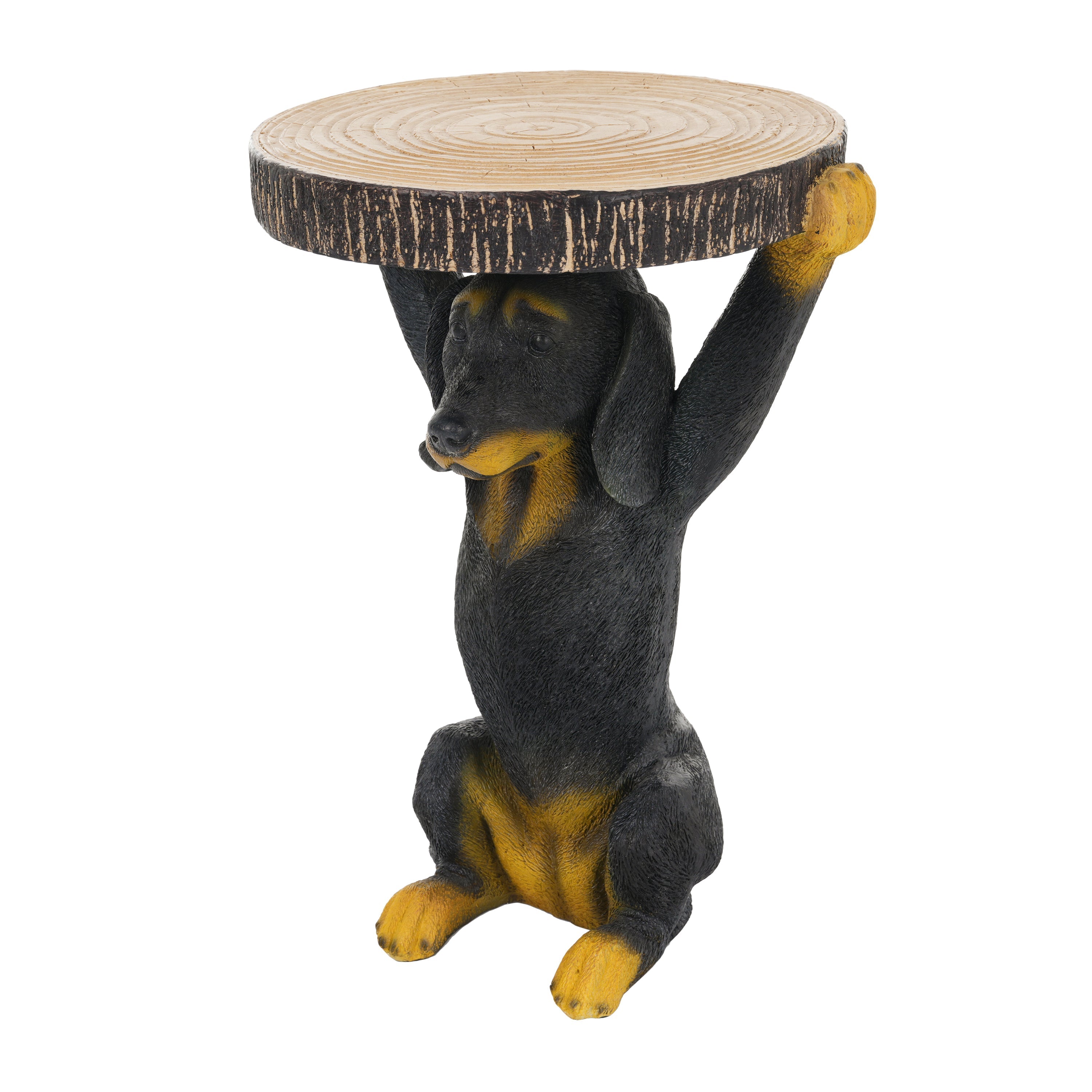 22.17'H Black Dog Side Table Pedestal End Table Stool