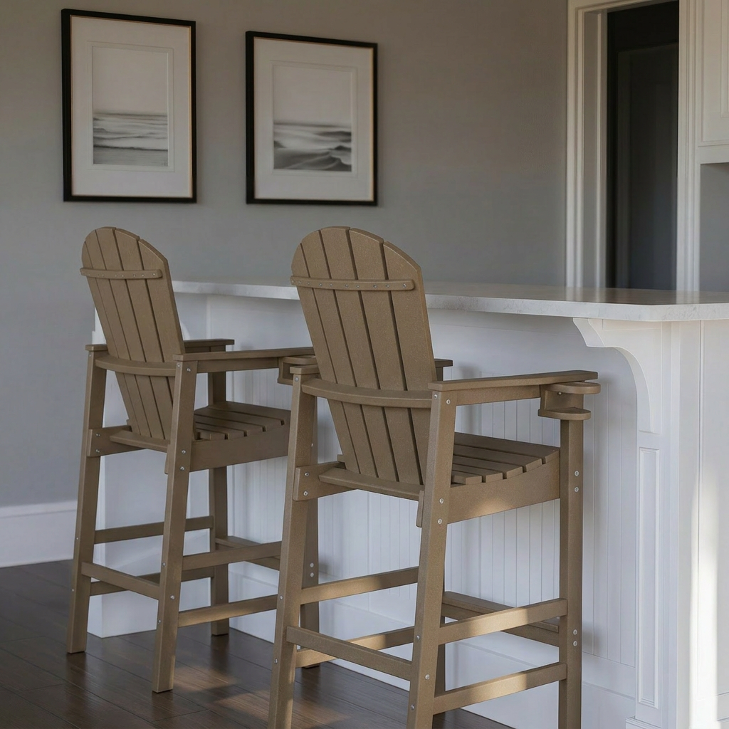 HDPE Bar Height Adirondack Chair with Cup Holder