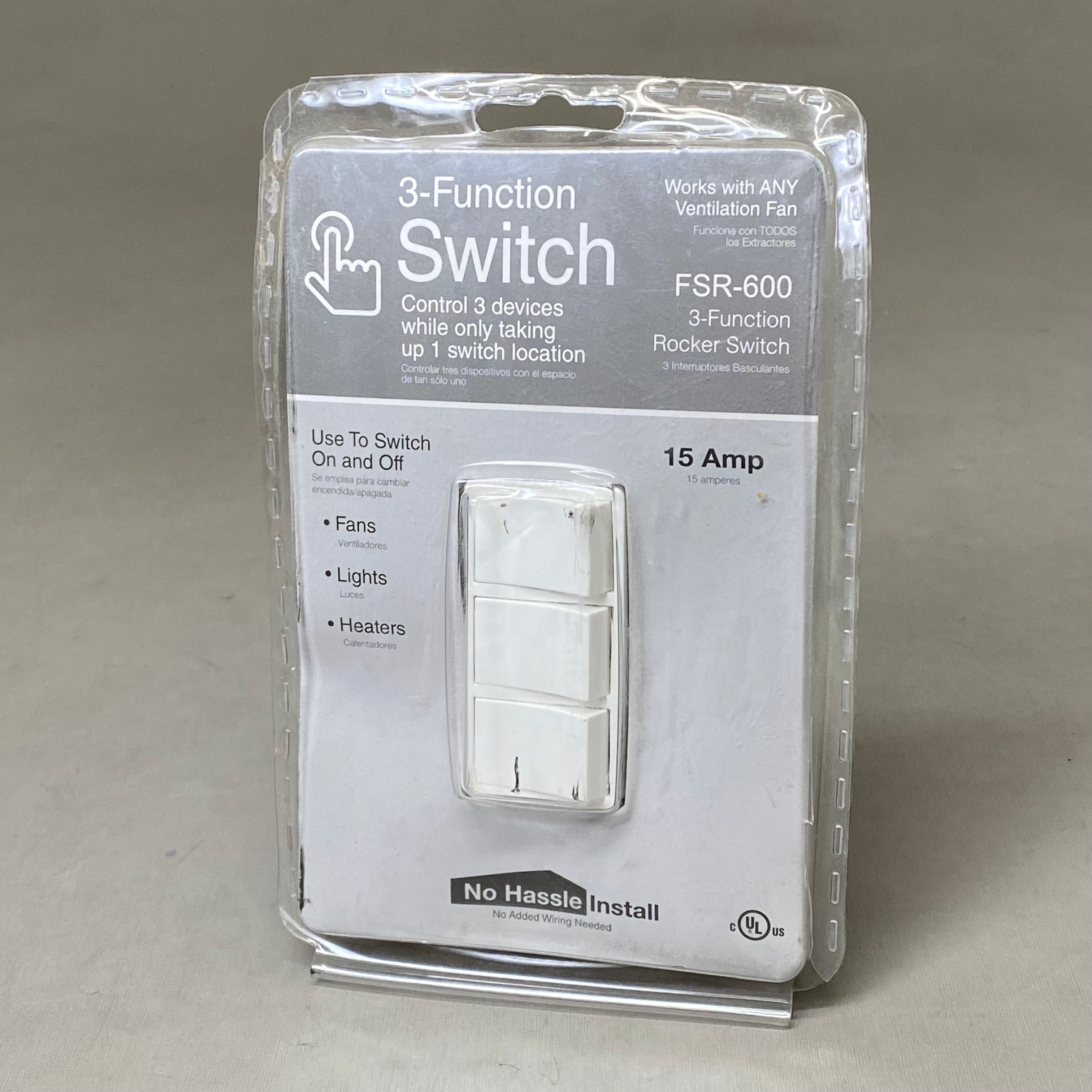 ALL EXHAUST VENTILATION FANS 3-Function Rocker Switch White FSR-600-W7