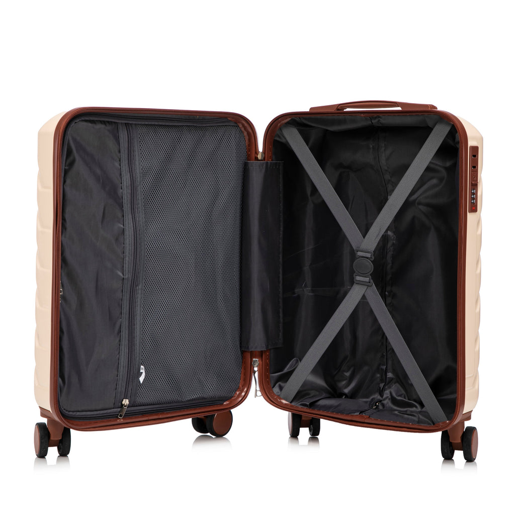 14'/20' 2-Piece Beige ABS Spinner Wheel Luggage Set