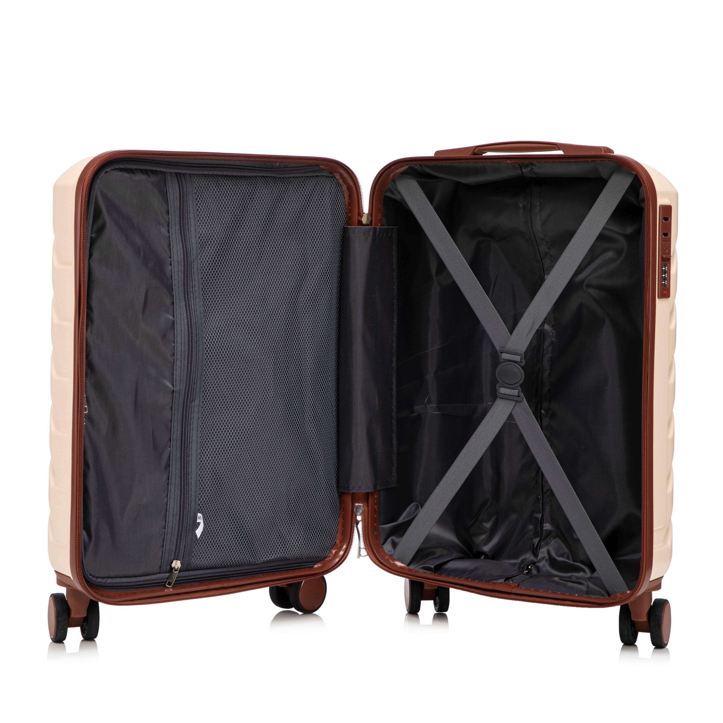 14'/20' 2-Piece Beige ABS Spinner Wheel Luggage Set