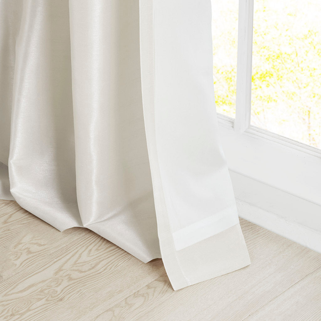 Twist Tab Lined Window Curtain Panel White 50x84