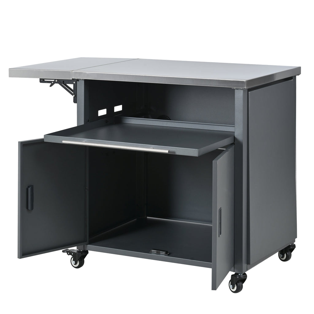 Foldable Outdoor Prep Station BBQ Cart Patio Dining Cart