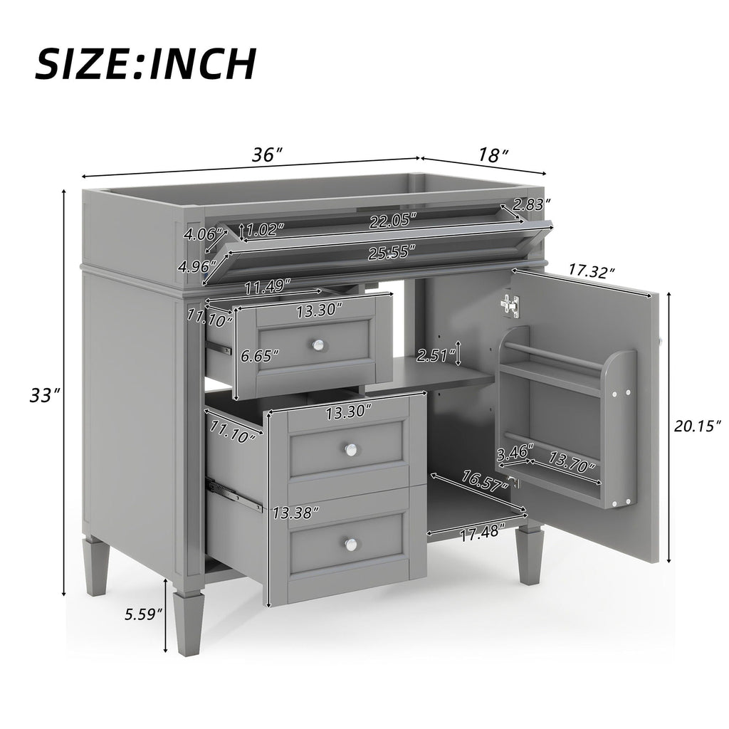 Bathroom Vanity With 2 Drawers and Tip-Out Storage Cabinet
