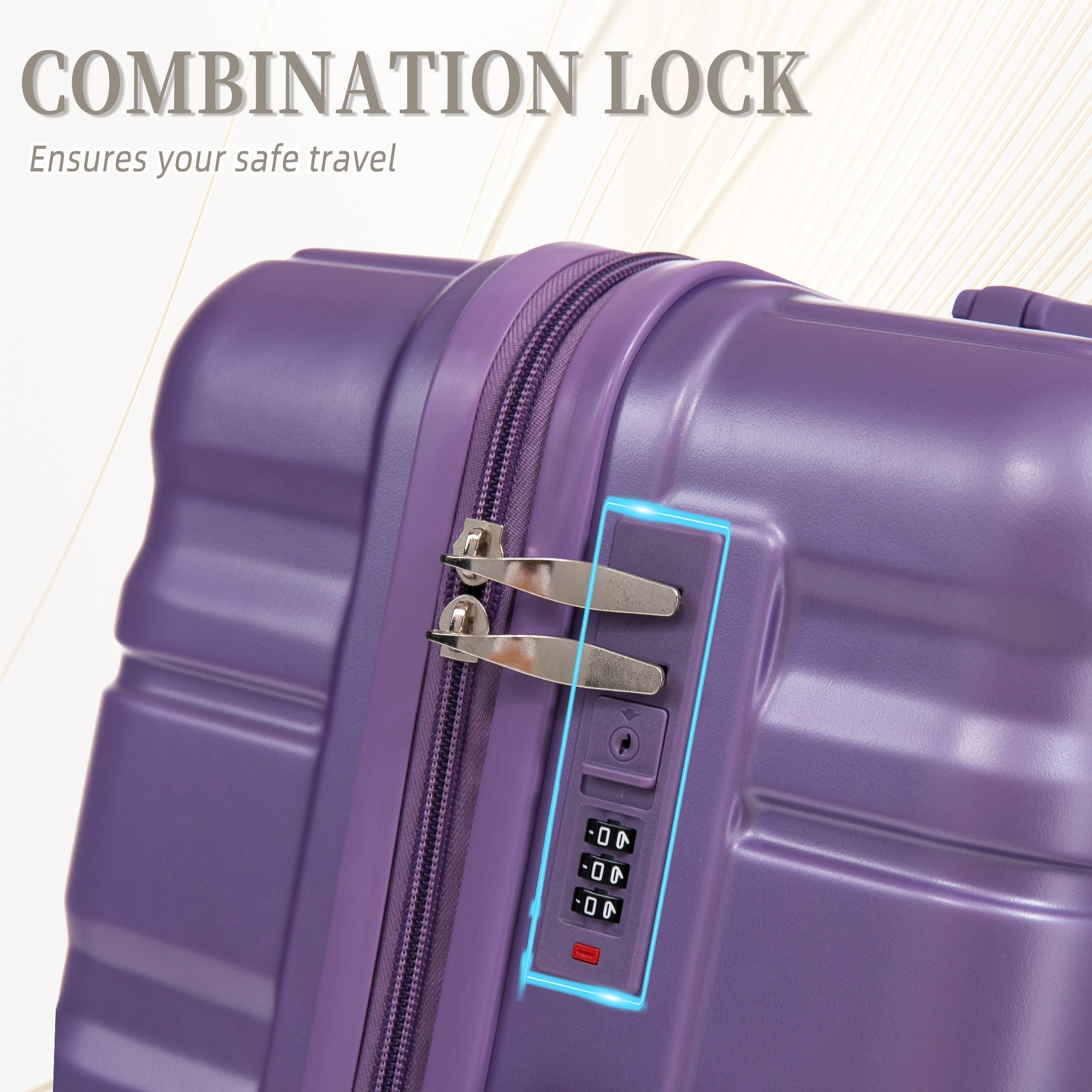 HIFINE Tourist 3-Piece ABS Spinner Wheel Luggage Set (Purple)