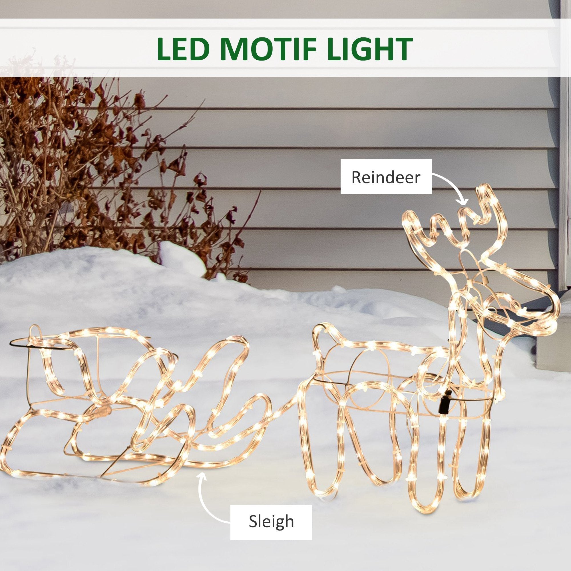 Outsunny 35' LED Reindeer Sleigh Outdoor Christmas Decoration