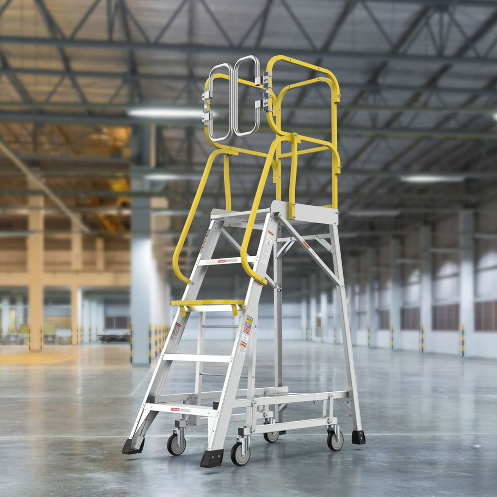 Heavy Duty Aluminum Rolling Platform Ladder with Steps