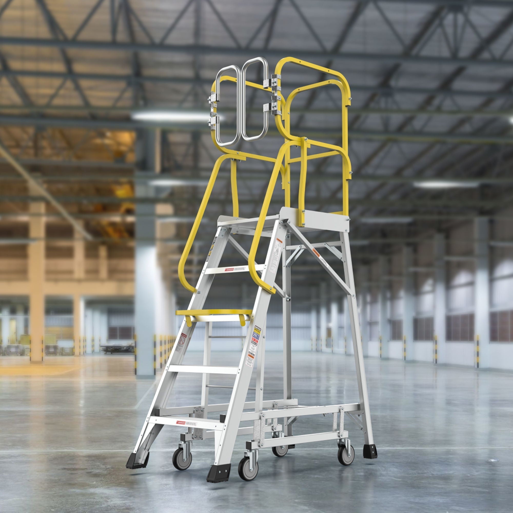 Heavy Duty Aluminum Rolling Platform Ladder with Steps