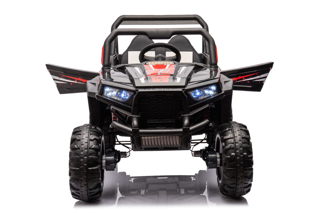 12V7A*2 30W*4 Four-Wheel Drive Seat One Button Start, Forward And Backward, High And Low Speed, Music, Front Light, Power Display, Two Doors Can Open, 2.4G R / C, Seat Belt Four Wheel Absorber