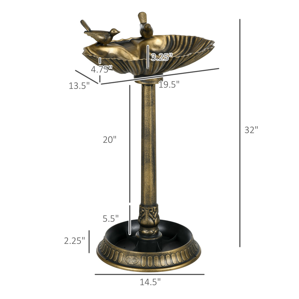 Outsunny 32' Antique Bird Bath with Pedestal Flower Planter Base