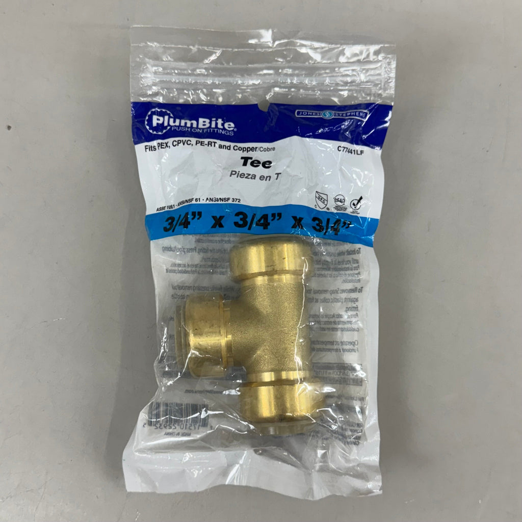 JONES STEPHENS (2 Pack) Push Global Brass Tee 3/4"x3/4" Brass C7744LF