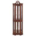 Corner Curio Cabinet With Lights, Adjustable Tempered Glass Shelves, Display Cabinet (E26 Light Bulb Not Included) - Mirrored / Walnut