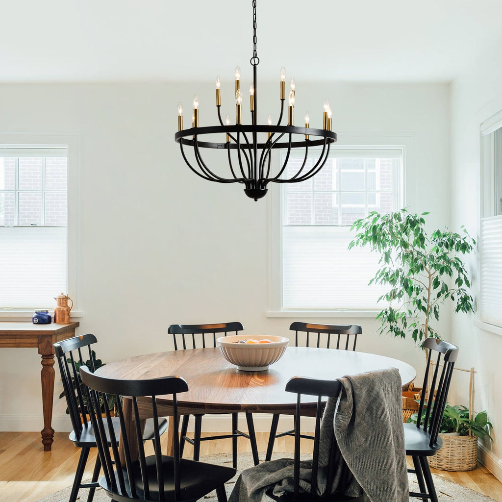 15-Light Industrial Iron Candle Chandelier Modern Farmhouse Pendant Light