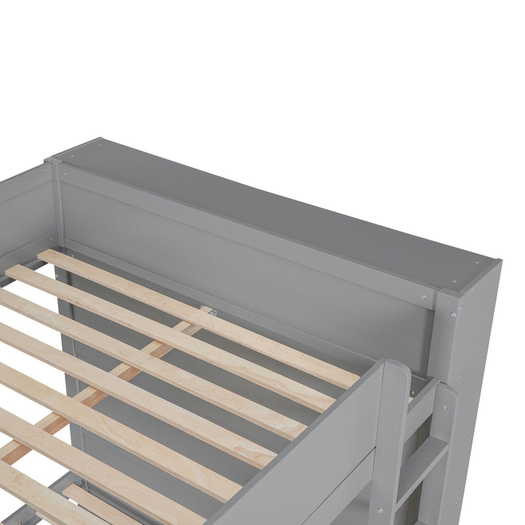 Bunk Bed With 2 Drawers And Multi Layer Cabinet