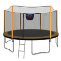 14Ft Powder Coated Advanced Trampoline With Basketball Hoop Inflator And Ladder (Outer Safety Enclosure) - Orange