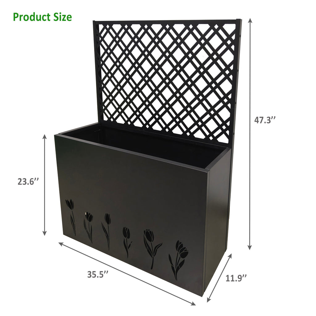 Tall Metal Planter Raised Garden Bed with Trellis