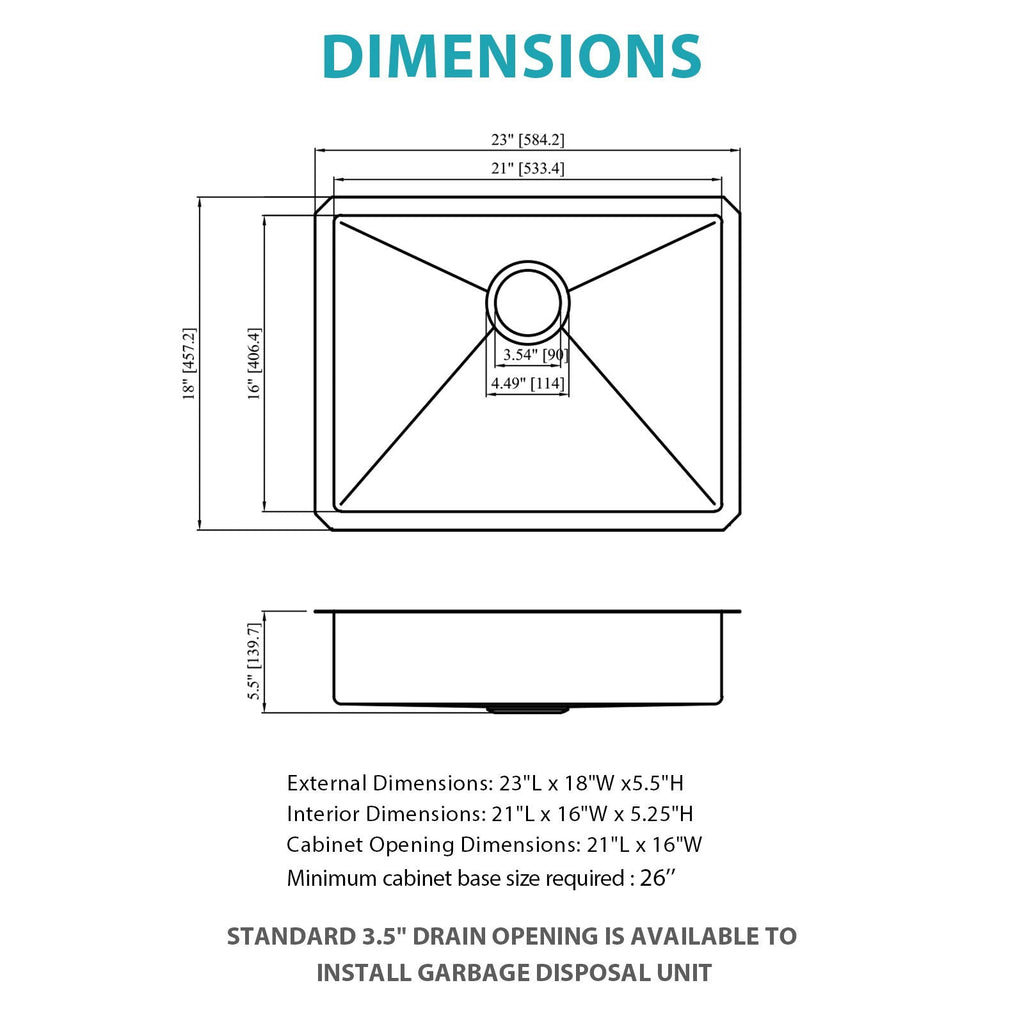 Undermount Sink Low Depth Single Bowl