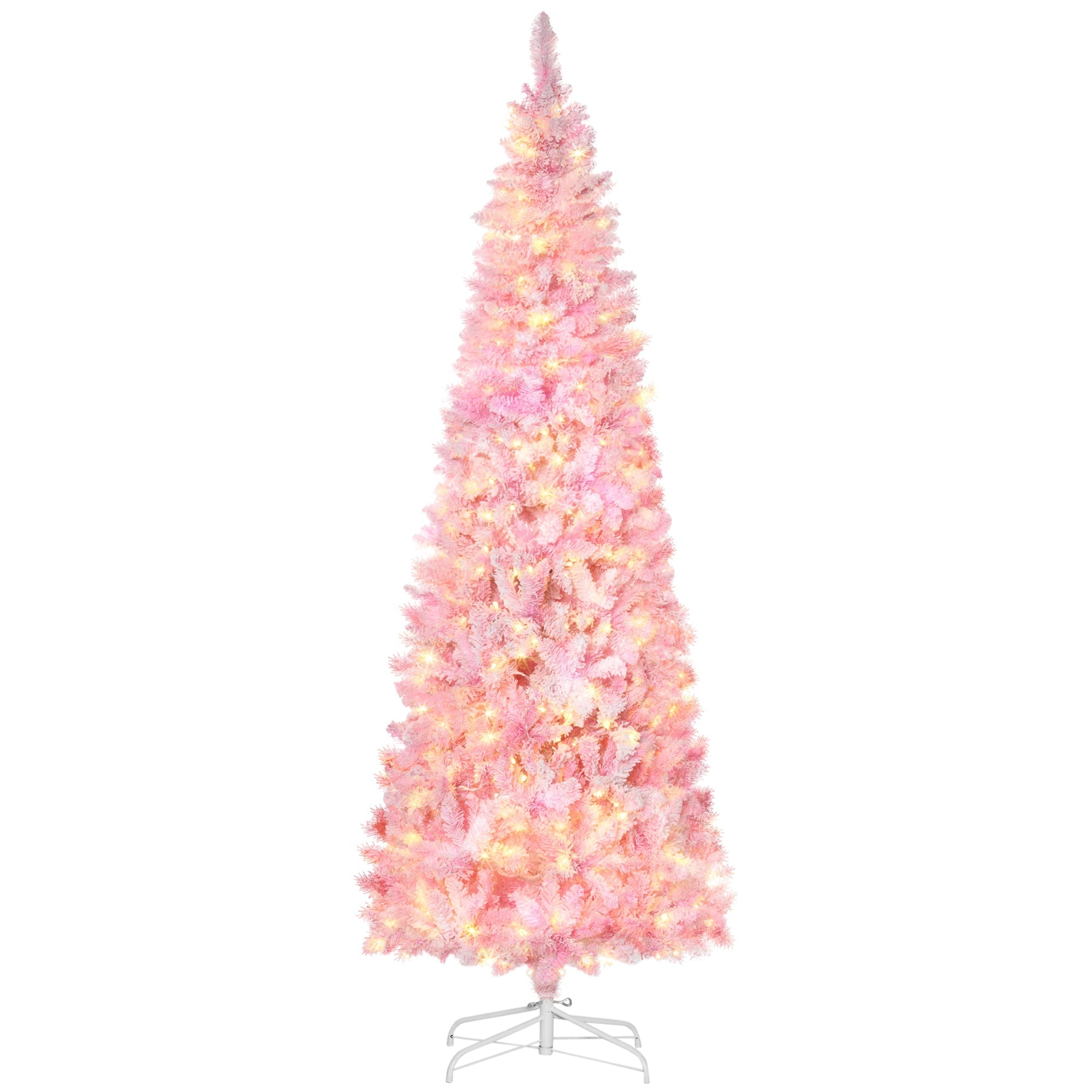 Homcom 7.5ft Prelit Snow Flocked Artificial Christmas Tree