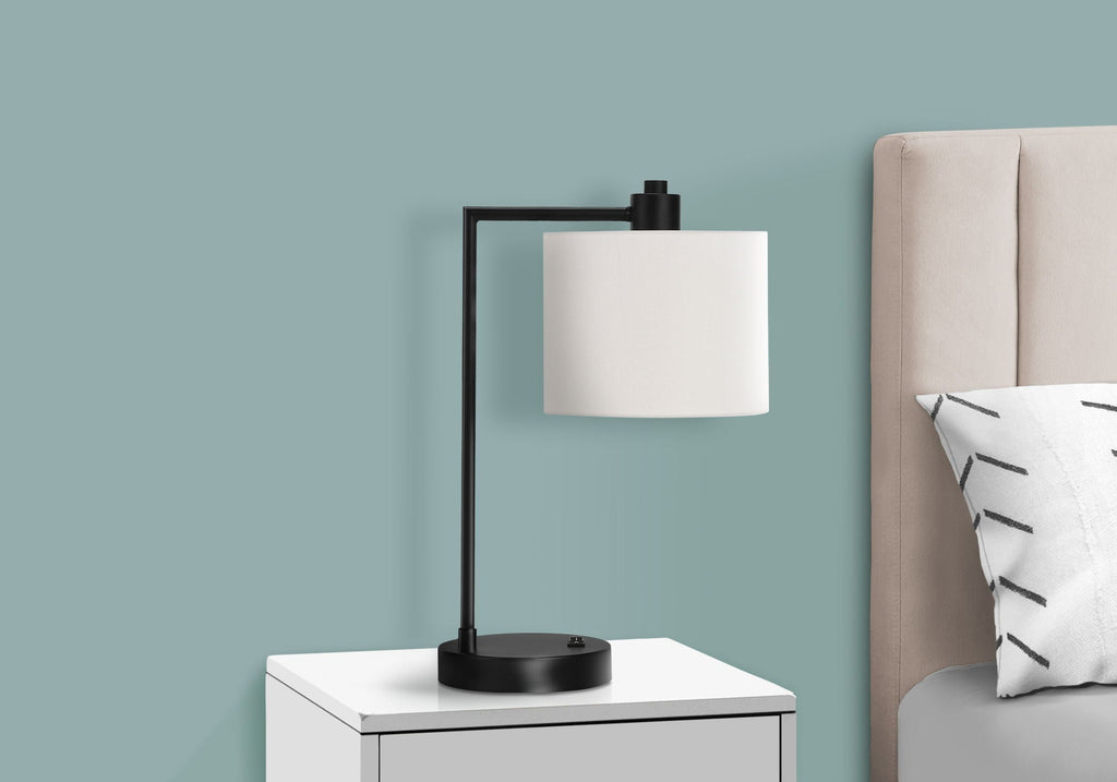 Lighting Table Lamp with USB Port Included, Modern - Black / Cream