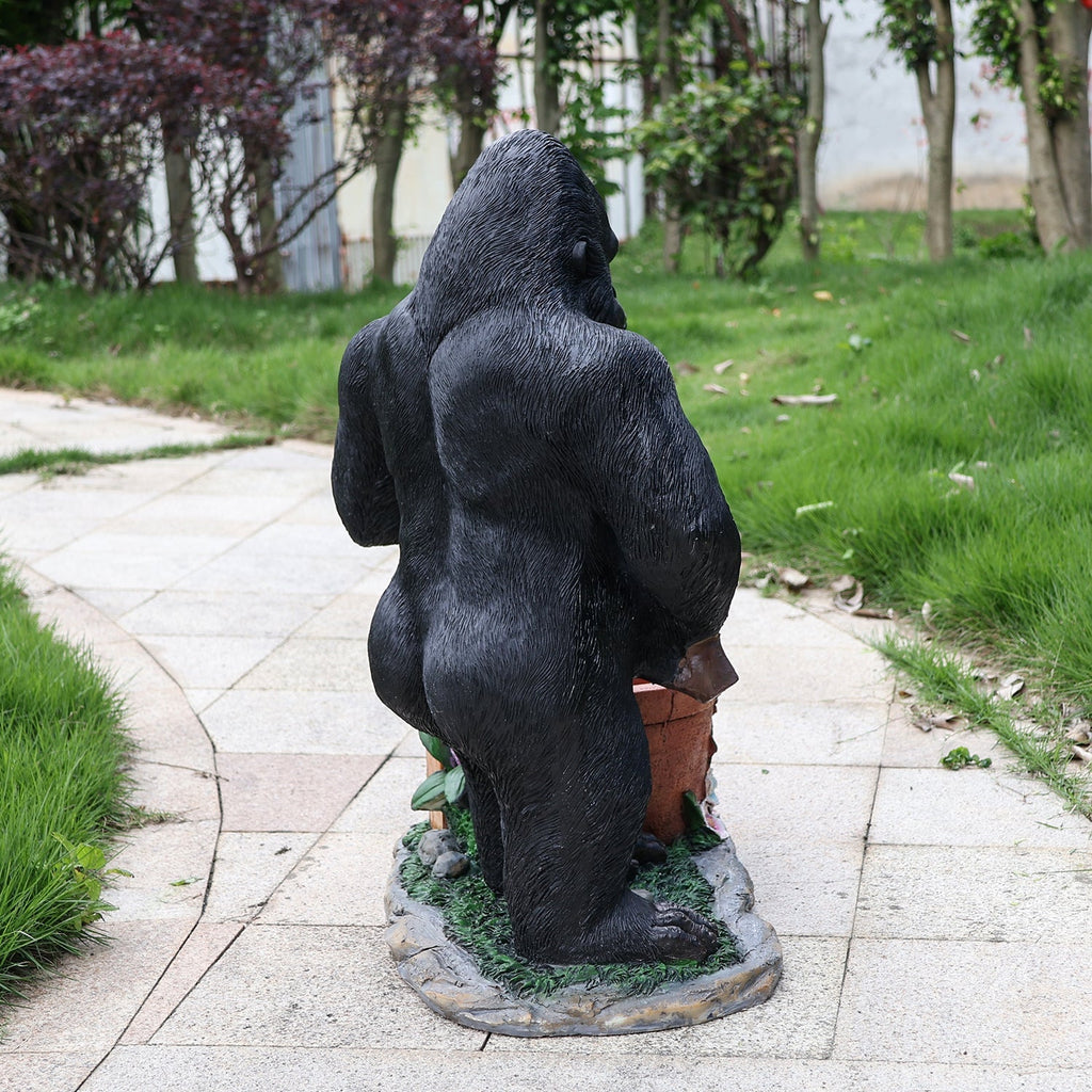 Outdoor Garden Sculpture Chimpanzee Flower Pot Planter