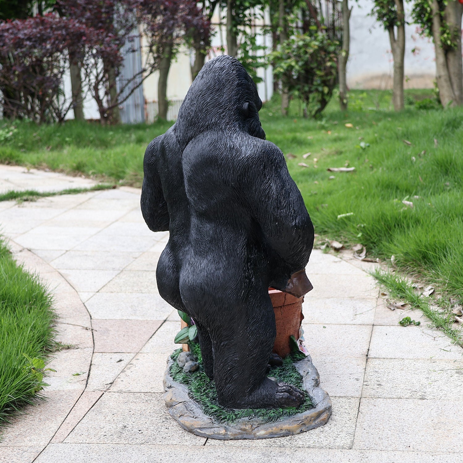 Outdoor Garden Sculpture Chimpanzee Flower Pot Planter
