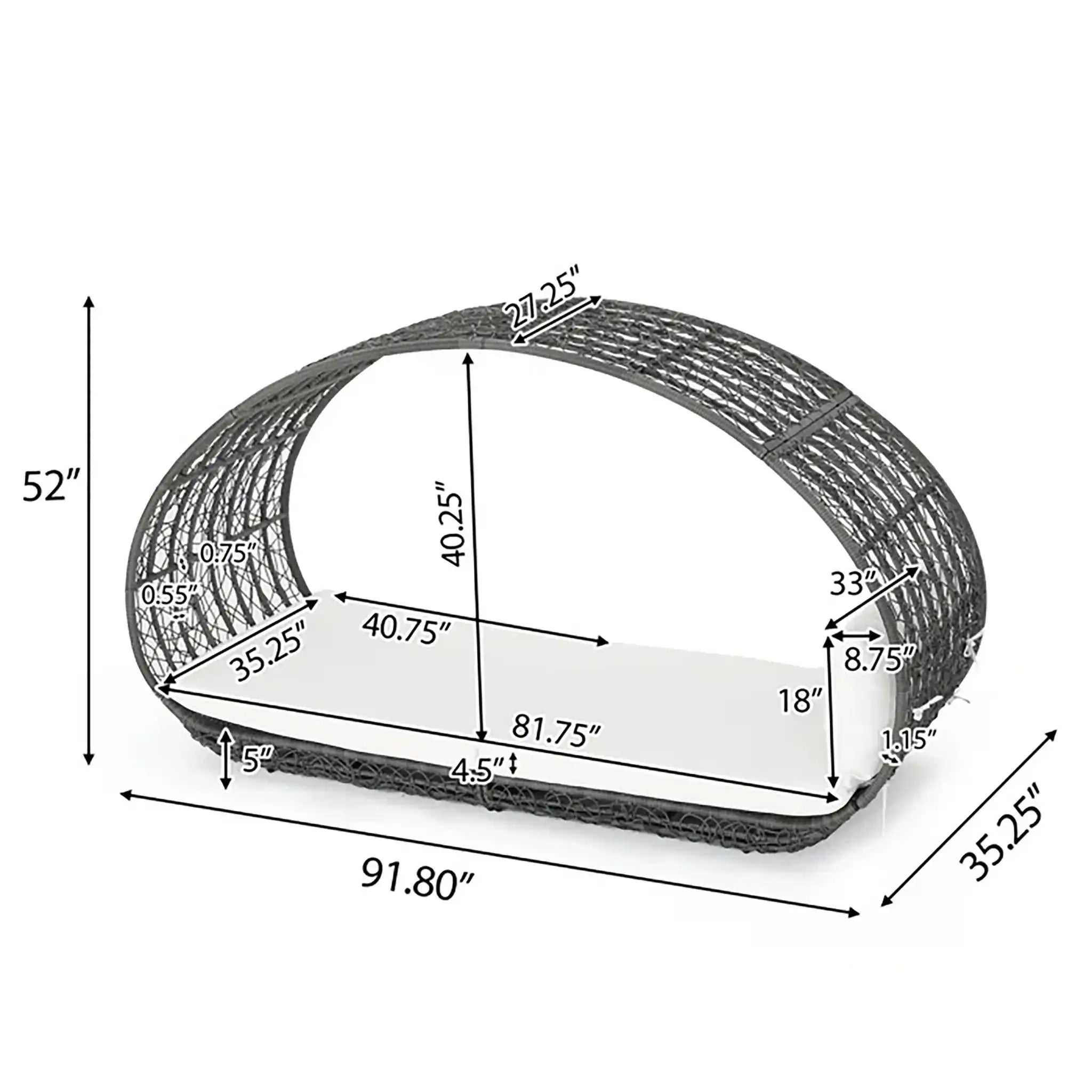 Abigal Outdoor Wicker Daybed With Cushion